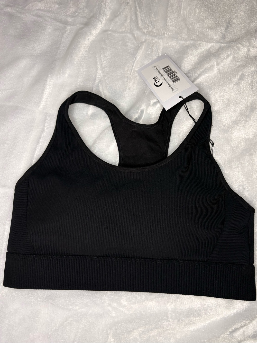 NWT ZYIA Black Ribbed Racerback Sports Bra